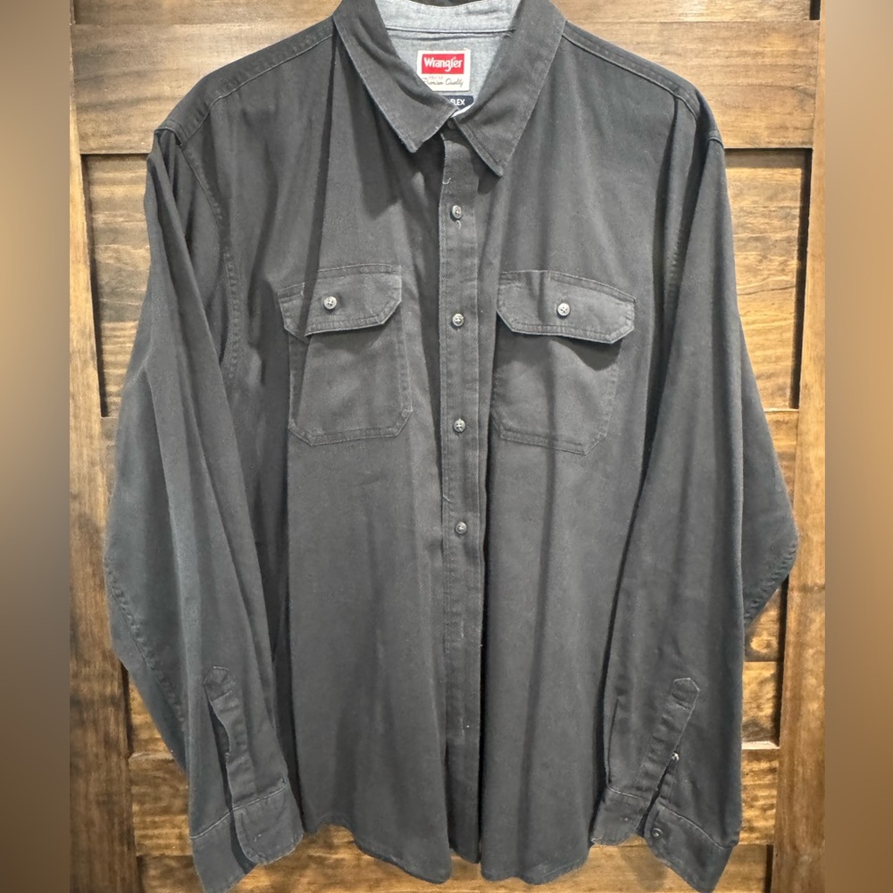 Men’s Wrangler Charcoal Casual Button-Down Shirt XXL